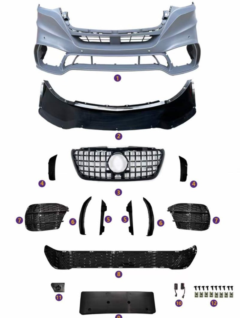 GT-Style body kit front bumper assembly fit Mercedes Benz Sprinter W907 2019-Up