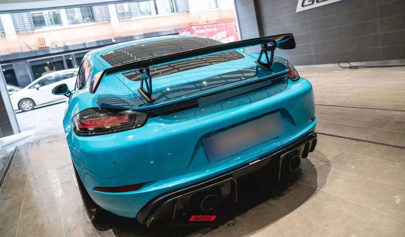 Carbon fiber GT4 style rear wing spoiler fit Porsche 718 Cayman 982 2016UP