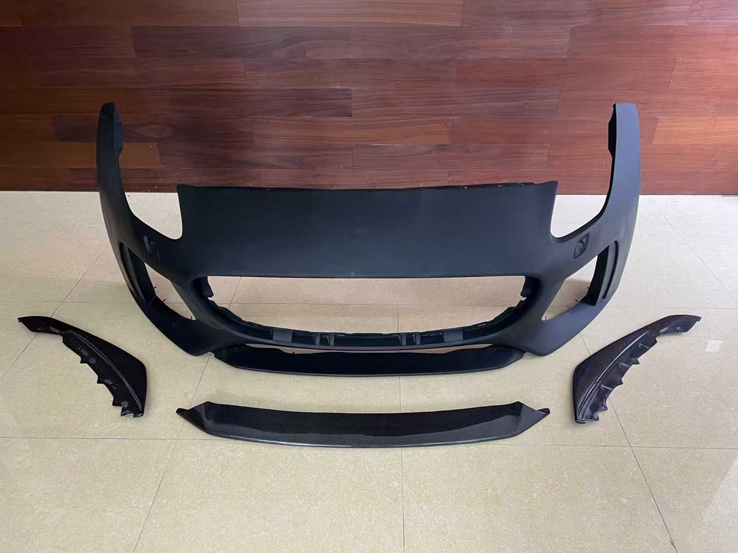 Front Bumper With Carbon Fiber Front Lip For Jaguar F Type 2013 - 2017 SVR
