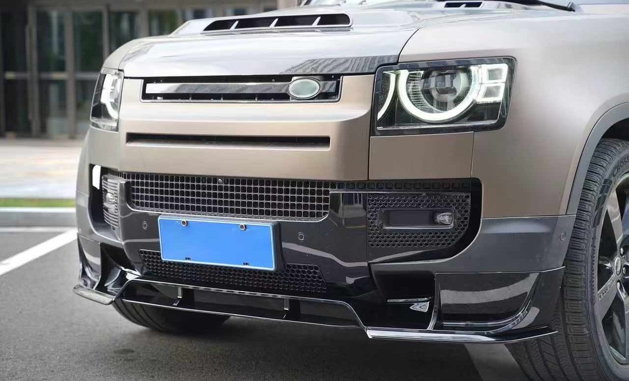 Gloss black front lip spoiler for Land Rover Defender L663 90 / 110 / 130 2020+