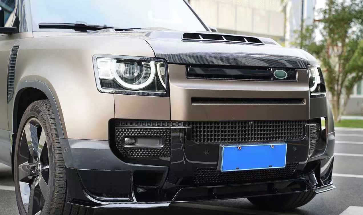 Gloss black front lip spoiler for Land Rover Defender L663 90 / 110 / 130 2020+