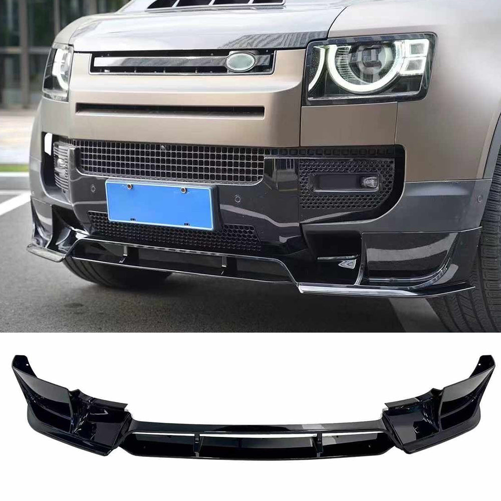 Gloss black front lip spoiler for Land Rover Defender L663 90 / 110 / 130 2020+