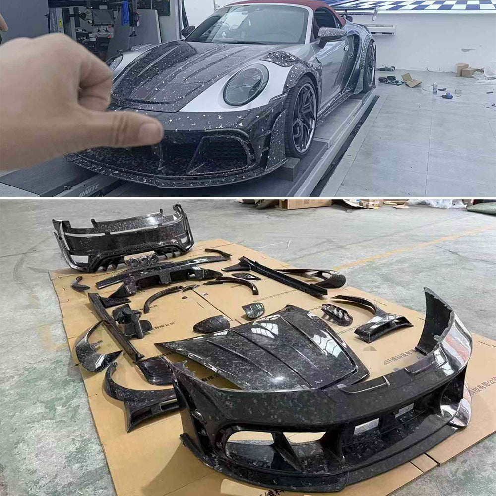 Forged carbon fiber wide body kit MS for Porsche 911 992 Turbo S 2019 - 2023