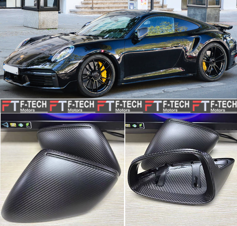 Matte Dry Carbon Mirror Covers For Porsche 911 992 Carrera 4 S 4S Turbo S 2019+