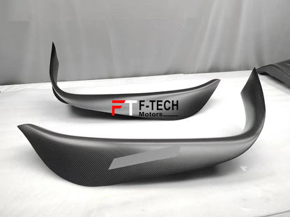 Carbon fiber car wrap with F-Tech Motors logo on a vehicle surface