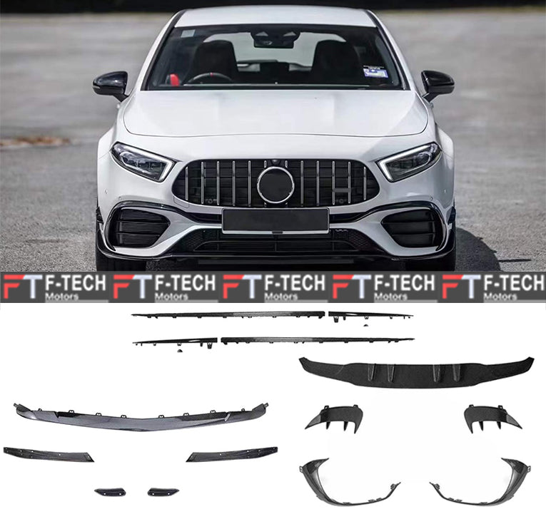 Carbon Fiber Aero Kit Trims For Mercedes Benz A Class W177 A45 Hatchback 2019 - 2024