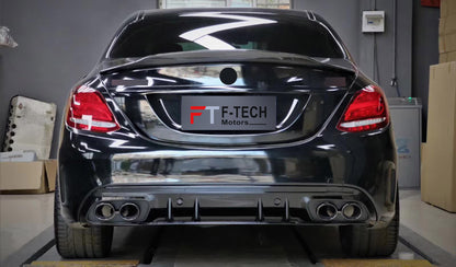 C43 AMG Look Rear Diffuser Exhaust Tips For Mercedes Benz C Class W205 2015 - 2021