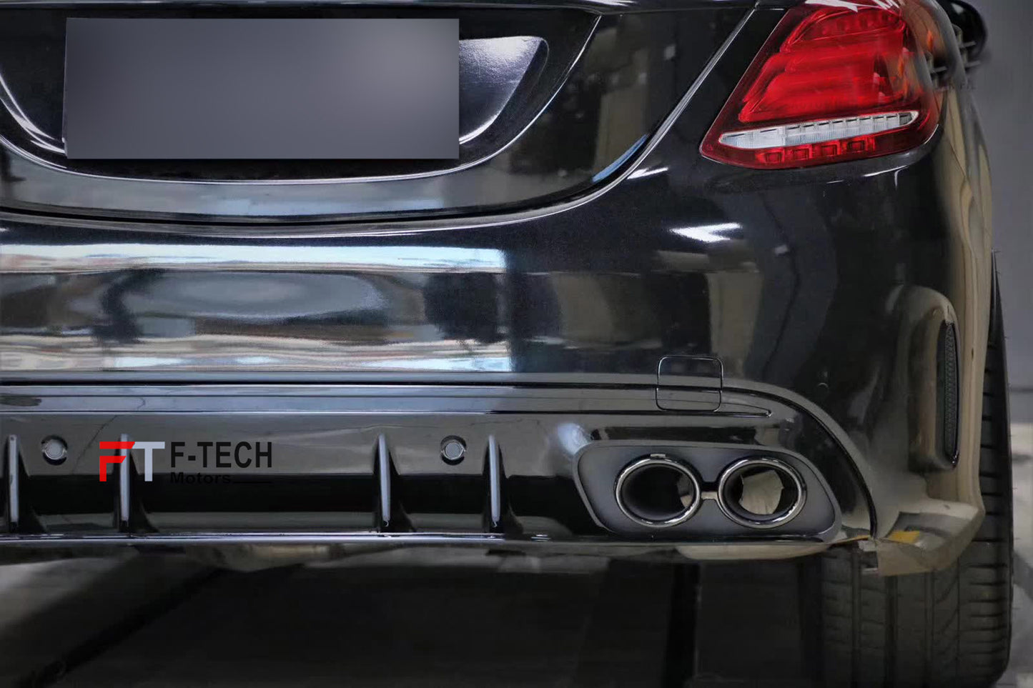 C43 AMG Look Rear Diffuser Exhaust Tips For Mercedes Benz C Class W205 2015 - 2021
