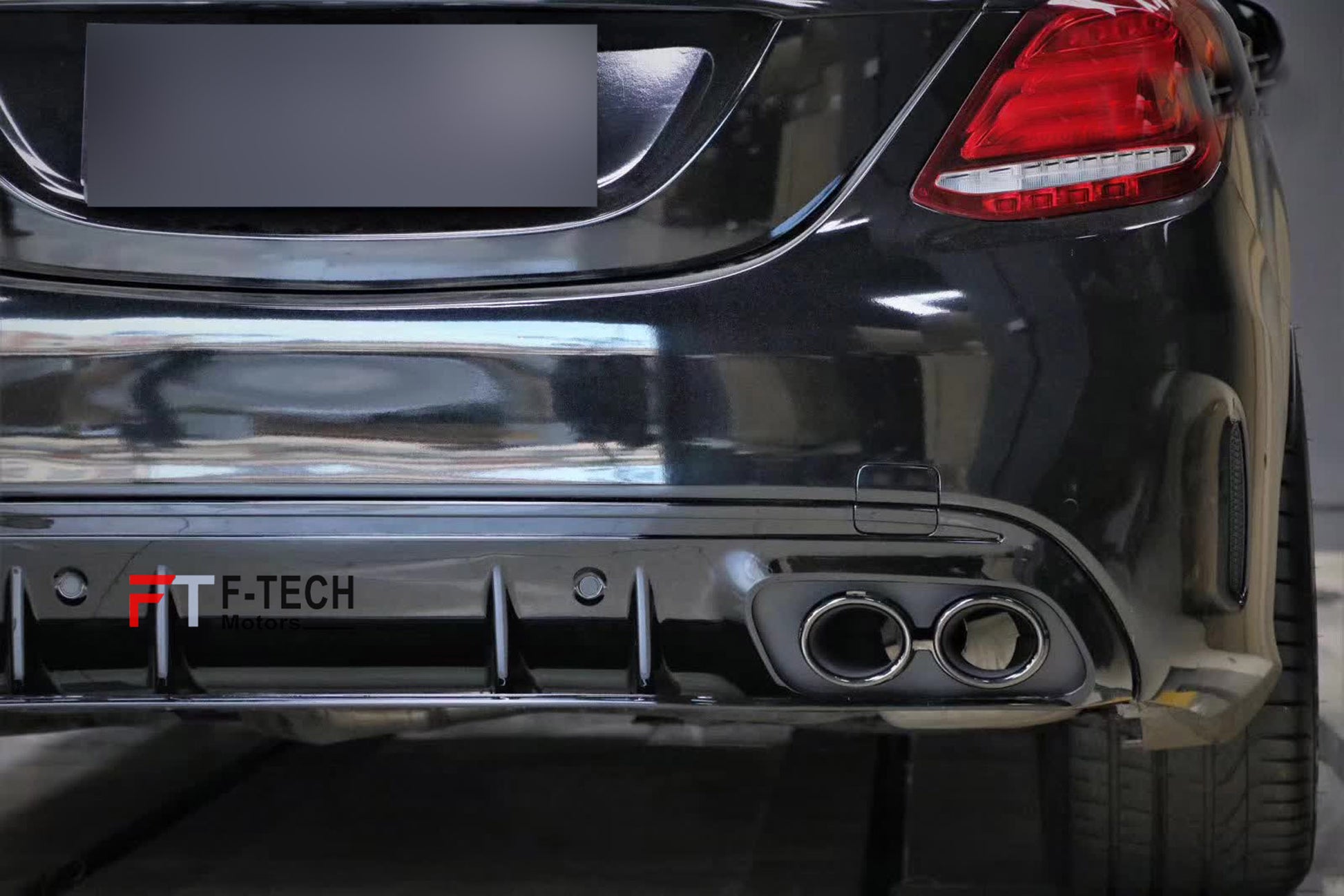C43 AMG Look Rear Diffuser Exhaust Tips For Mercedes Benz C Class W205 2015 - 2021