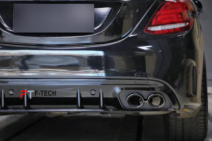 C43 AMG Look Rear Diffuser Exhaust Tips For Mercedes Benz C Class W205 2015 - 2021