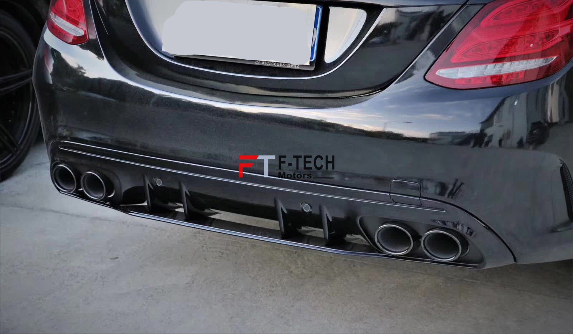C43 AMG Look Rear Diffuser Exhaust Tips For Mercedes Benz C Class W205 2015 - 2021
