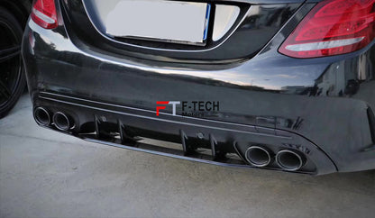 C43 AMG Look Rear Diffuser Exhaust Tips For Mercedes Benz C Class W205 2015 - 2021