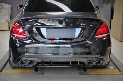 C43 AMG Look Rear Diffuser Exhaust Tips For Mercedes Benz C Class W205 2015 - 2021