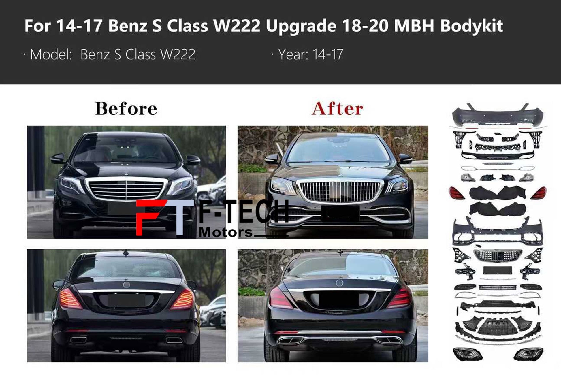 2020 Look Maybach Facelift Body Kit For Mercedes Benz W222 2014 - 2017