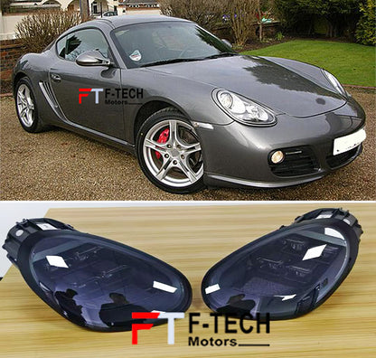 Matrix LED Dark Headlights 2025 Look For Porsche 718 Cayman Boxster 987.2 2009 - 2012