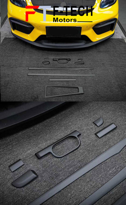 Matte Carbon Interior Trim Kit For Porsche 718 Cayman Boxster 982 2016 - 2025