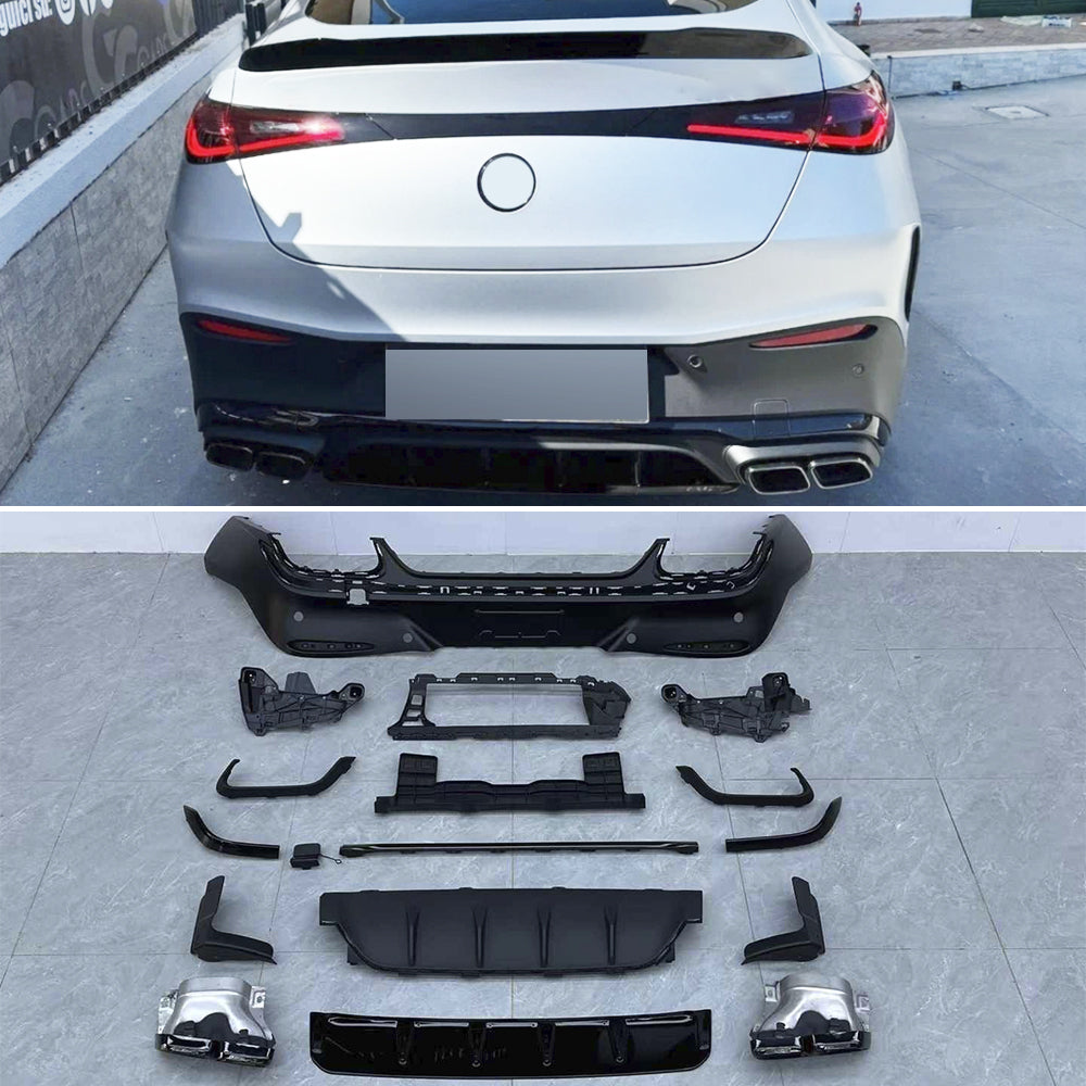 Rear diffuser with exhaust tips GLC63 AMG style for Mercedes Benz GLC Coupe C254 2024+