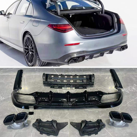Rear Splitter S63 AMG Style with Tips fits Mercedes Benz S-Class W223 2021 Present  AMG Line
