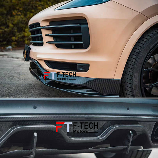 Dry Carbon Front Lip & Rear Diffuser For Porsche Cayenne 9Y0 2017 - 2023