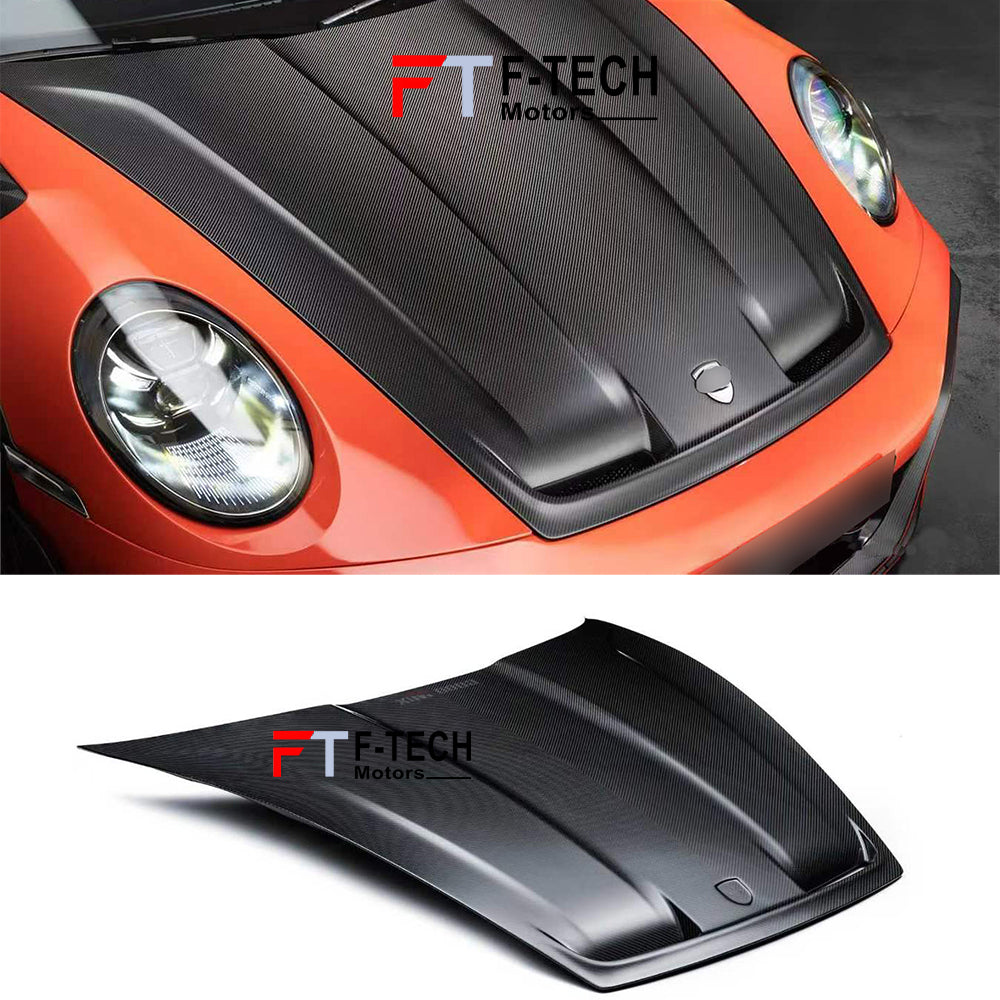 Dry Carbon Fiber Hood Bonnet For Porsche 911 992.1 Carrera S 4S 2019 - 2024 Techart
