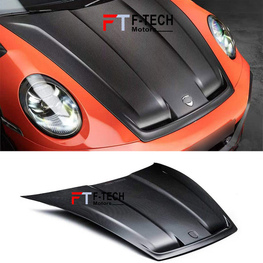Dry Carbon Fiber Hood Bonnet For Porsche 911 992.1 Carrera S 4S 2019 - 2024 Techart