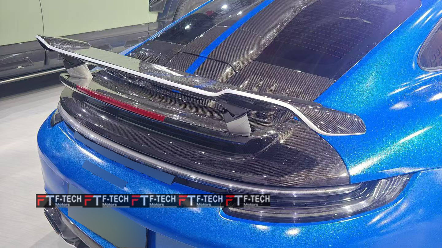 Dry Carbon Fiber Rear Wing Spoiler For Porsche 911 992.1 Turbo S 2019 - 2023 Techart