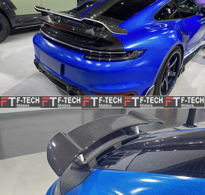Dry Carbon Fiber Rear Wing Spoiler For Porsche 911 992.1 Turbo S 2019 - 2023 Techart