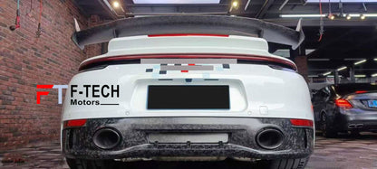 Matte Forged Carbon Body Kit For Porche 991 992.1 Carrera 4S 2019 - 2024 Rear Engine Cover Spoiler Diffuser Top Car Design