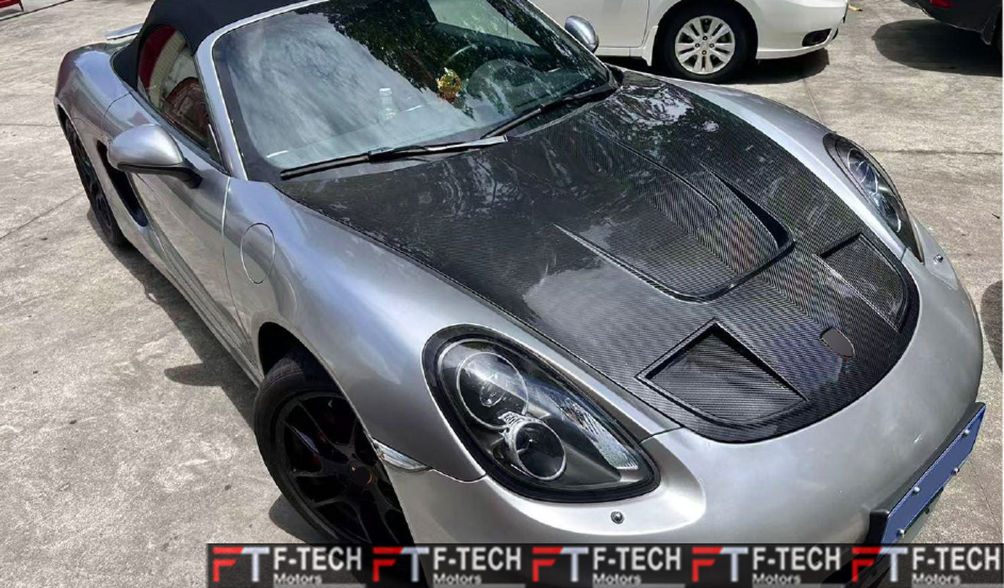 Porsche 718 Cayman Boxster 982 981 Dry Carbon Fiber Track Style Hood Bonnet (2013-2025)
