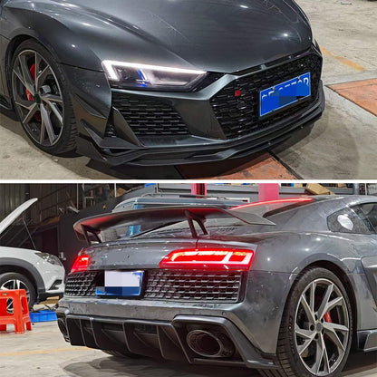 Carbon Fiber Body Kit Front Splitter Lip Spoiler Splitter Side Blades fit new Audi R8 2019 Present