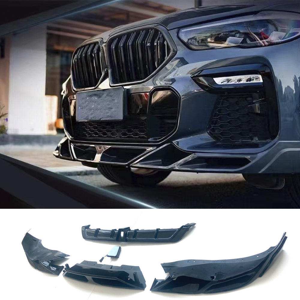 Gloss black front lip spoiler for BMW X6 G06 2018-2022