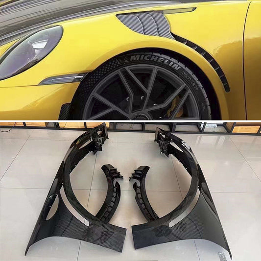 Dry carbon fiber front fenders fit Porsche 911 992 GT3 2021 Present Techart