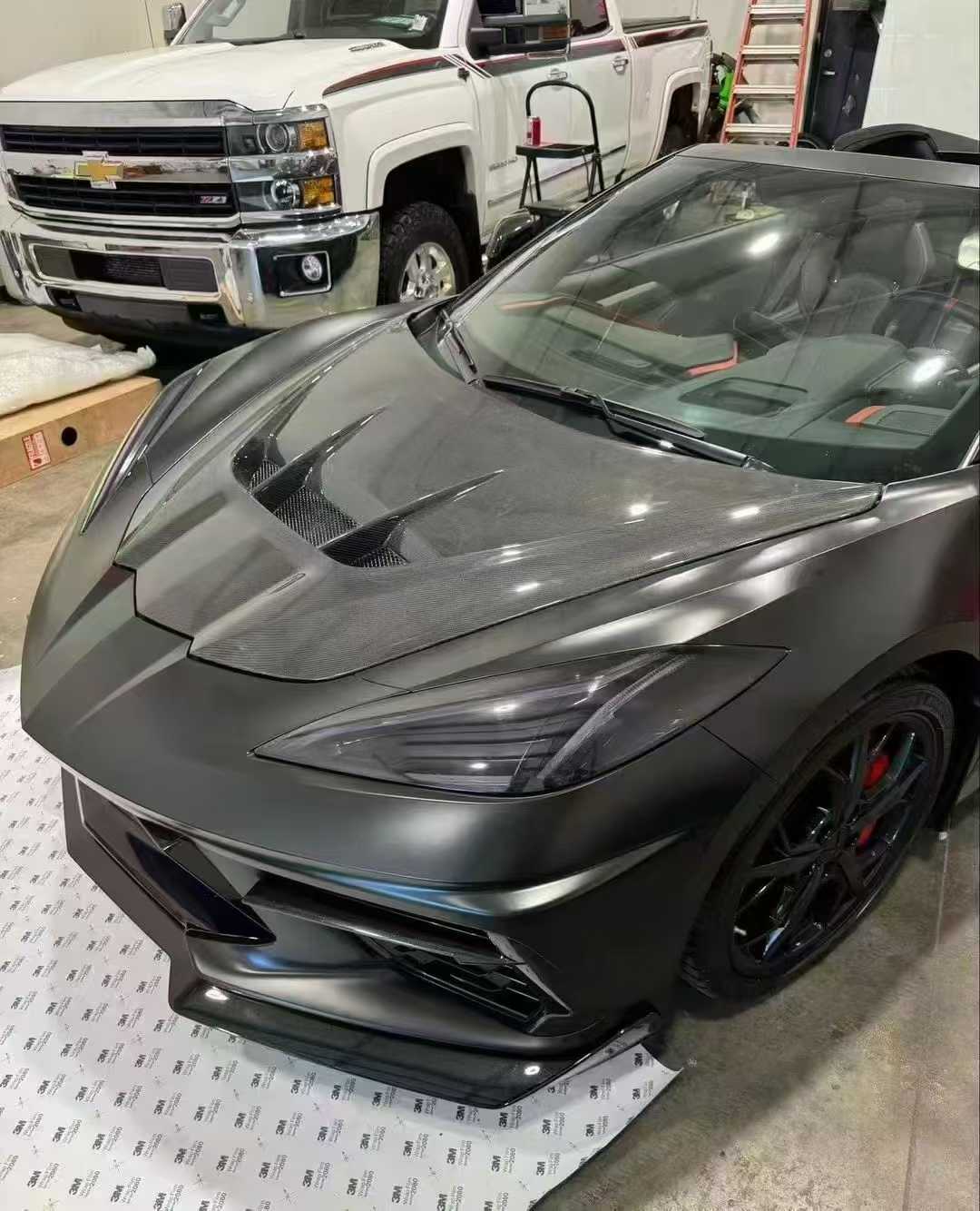 ZR1 style carbon fiber hood bonnet for Chevrolet Corvette C8 2020 - 20 ...