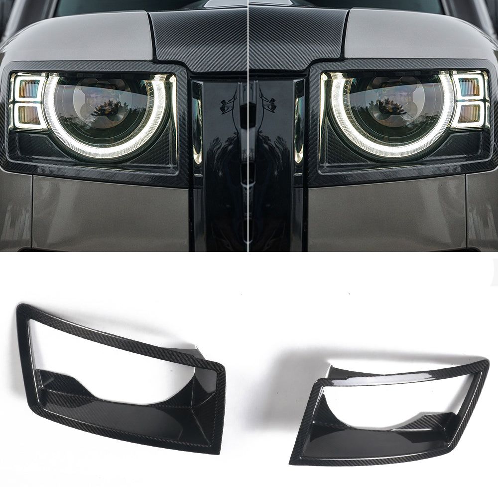 Dry carbon fiber headlight covers for Land Rover Defender L663 90 110 130 2020+