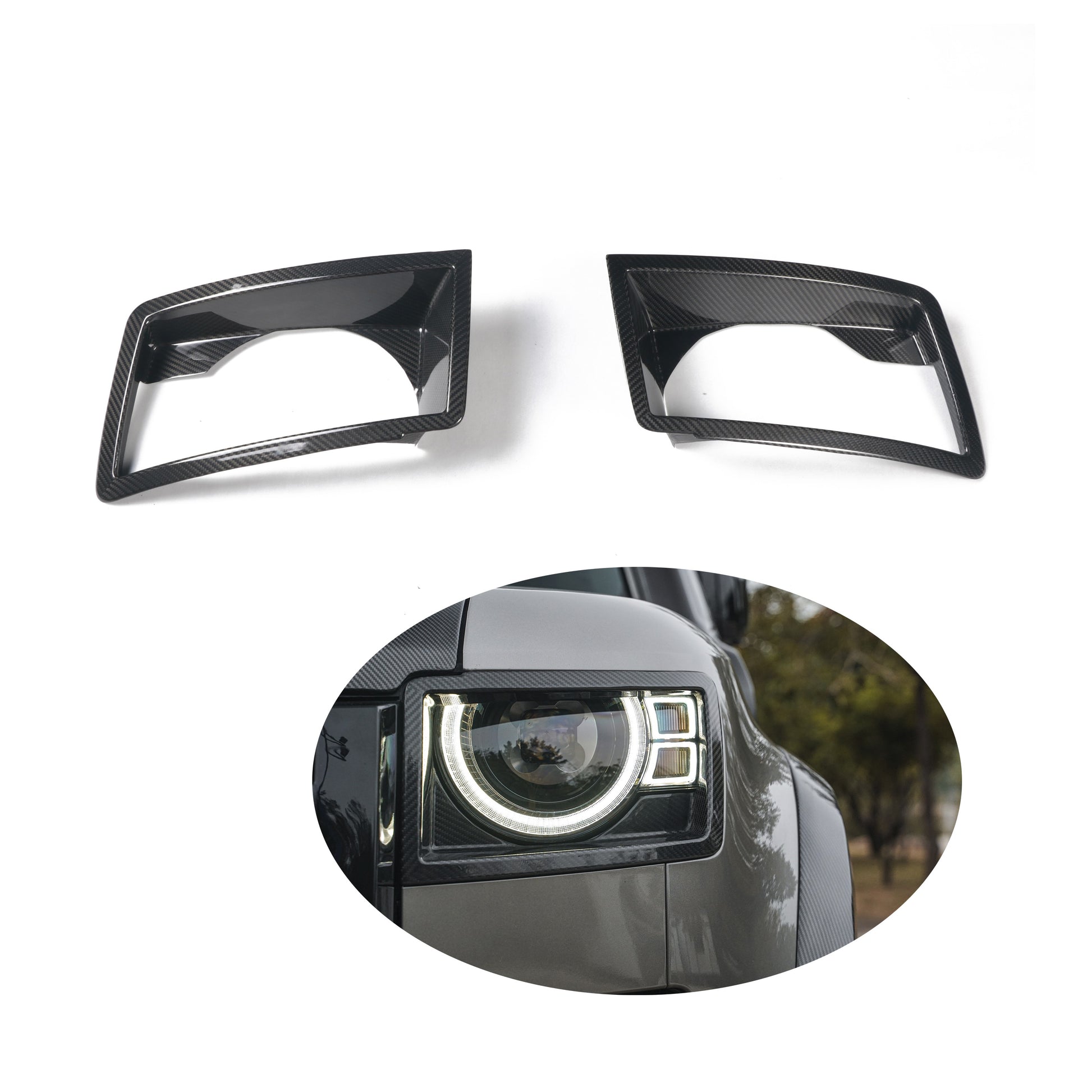 Dry carbon fiber headlight covers for Land Rover Defender L663 90 110 130 2020+