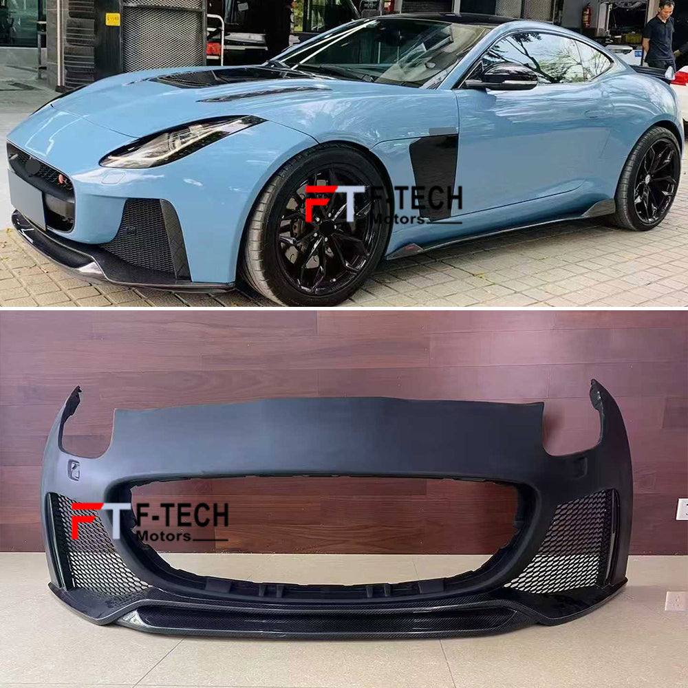Front Bumper With Carbon Fiber Front Lip For Jaguar F Type 2013 - 2017 iMP