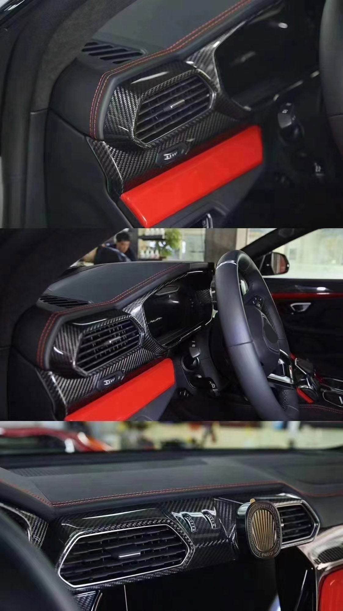 Dry carbon fiber interior trim kit covers for Lamborghini Urus 2018 - 2023