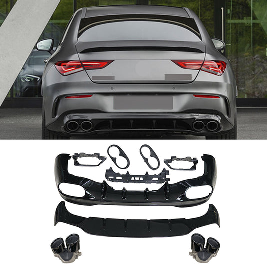 Rear diffuser with exhaust tips for Mercedes Benz CLA 45S C117 2019 - 2023