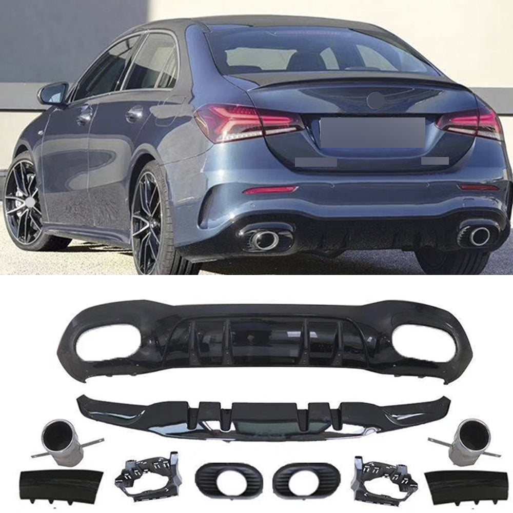 Rear diffuser with exhaust tips for Mercedes Benz A Class W177 A35 Sedan 2019 - 2024