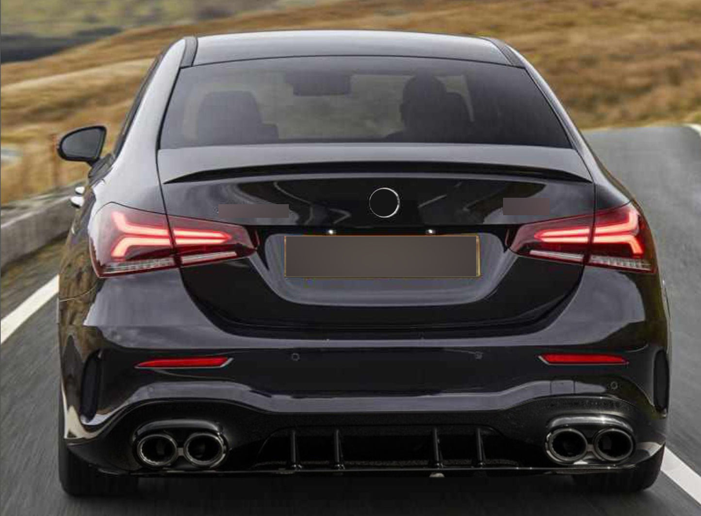 Rear diffuser with exhaust tips for Mercedes Benz A Class W177 A45 Sedan 2019 - 2024