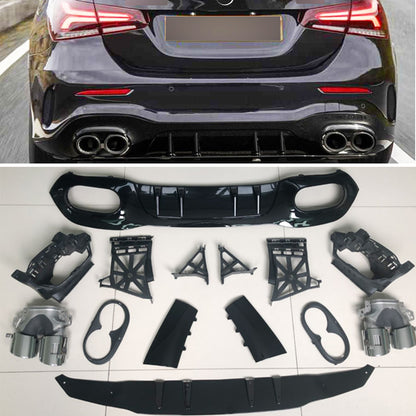 Rear diffuser with exhaust tips for Mercedes Benz A Class W177 A45 Sedan 2019 - 2024