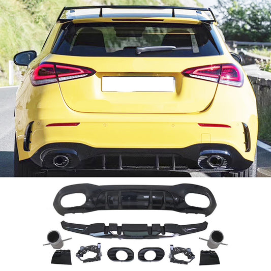 Rear difffuser with exhaust tips for Mercedes Benz A Class W177 A35 Hatchback 2019 - 2024