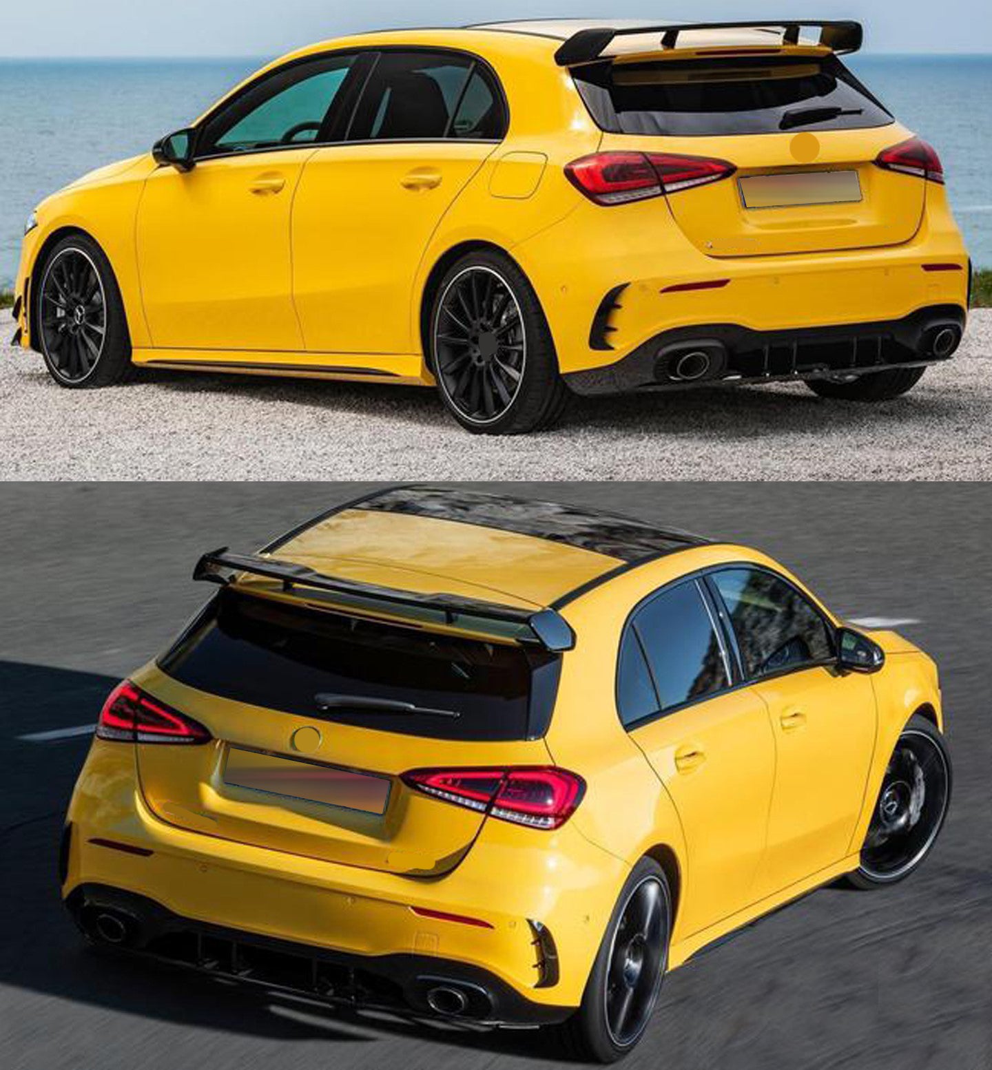 Rear difffuser with exhaust tips for Mercedes Benz A Class W177 A35 Hatchback 2019 - 2024