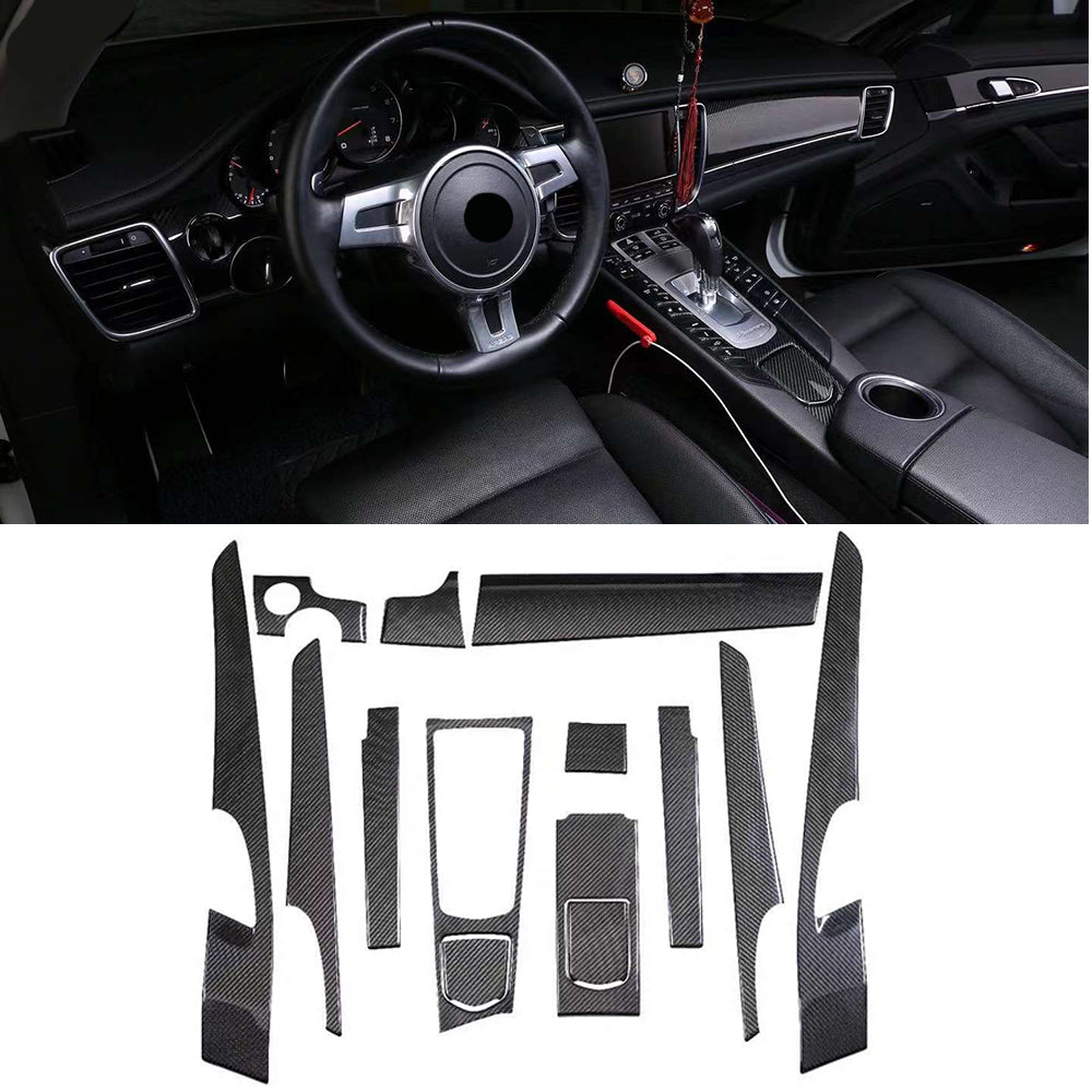 Dry carbon fiber interior trim kit covers fit Porsche Panamera 970 2010-2016