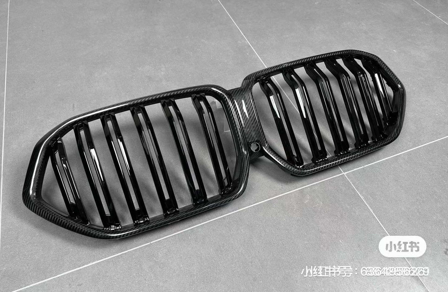 Carbon Fiber & Plastic Glossy Black Front Grille Fits BMW X5 G05  X6 G06  X5M F95  X6M F96