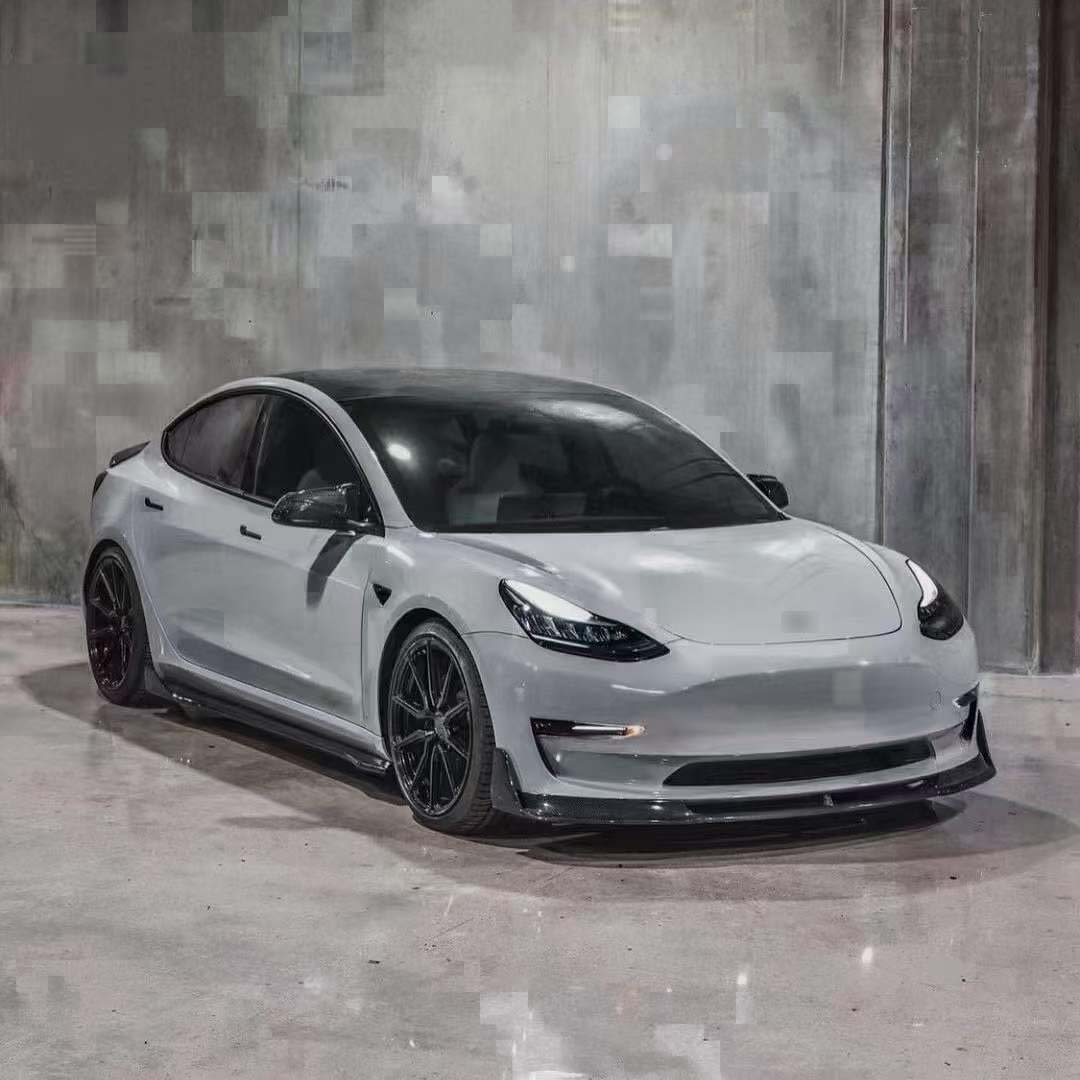 Carbon Body kit for Tesla 3 (model) 2016-Up Front Spoiler Side Skirts Under Rear Diffuser Spoiler