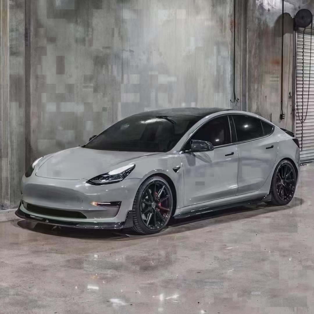 Carbon Body kit for Tesla 3 (model) 2016-Up Front Spoiler Side Skirts Under Rear Diffuser Spoiler