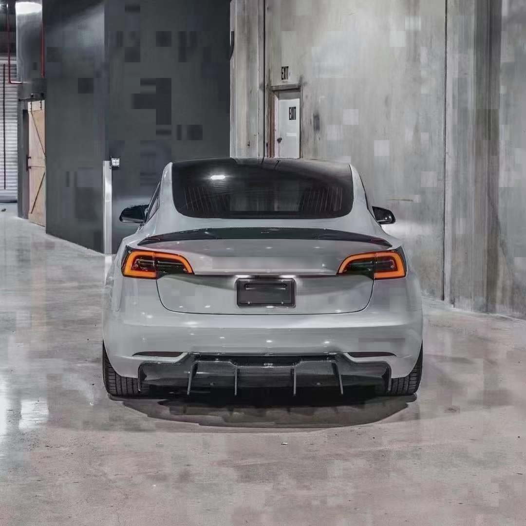 Carbon Body kit for Tesla 3 (model) 2016-Up Front Spoiler Side Skirts Under Rear Diffuser Spoiler