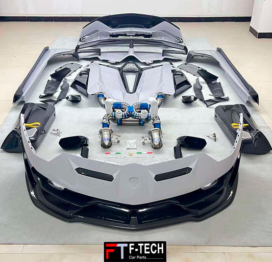 Full Carbon Fiber LP770 SVJ Body Kit for Lamborghini Aventador Roadster LP700 Bumper | Side Skirts | Engine Cover | Rear Bumper | Exhaust System | Mirror Housing