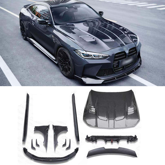 Dry Carbon Body kit for BMW M4 G82 2021-Up Fenders Hood Side Skirts Under Diffuser Front Spoiler